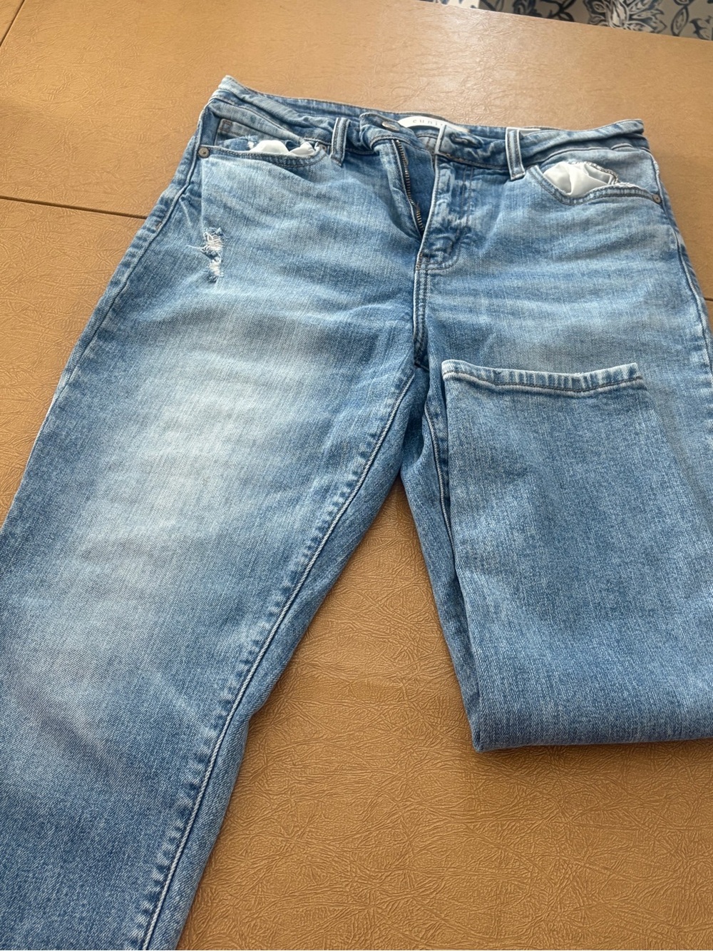eunina Men's Slim Straight Light Blue Washed Jeans
